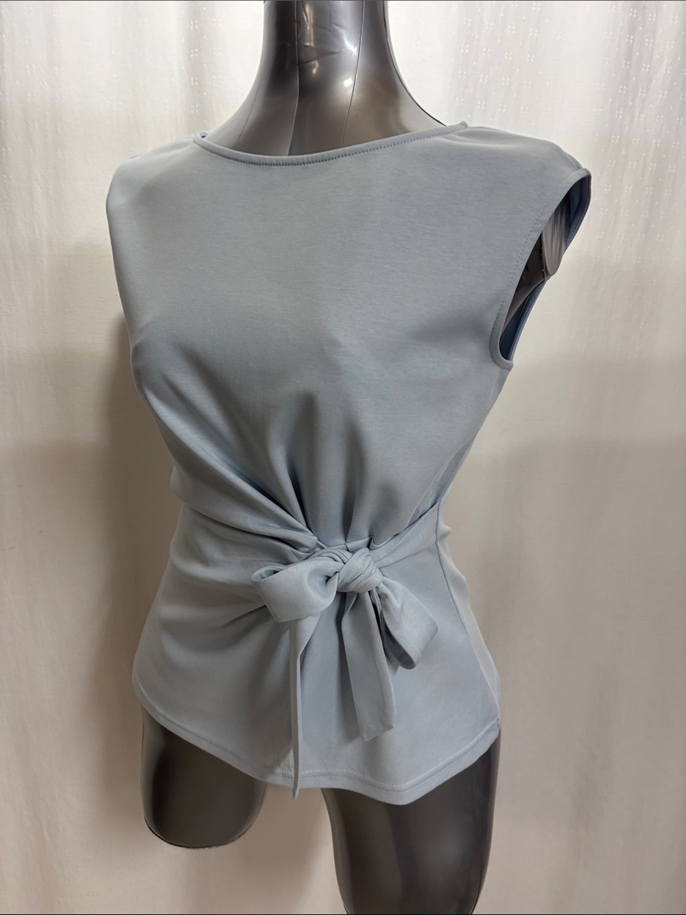 Women’s Light Blue Sleeveless Tie-Waist Tank Top 121 - Picture 2 of 6